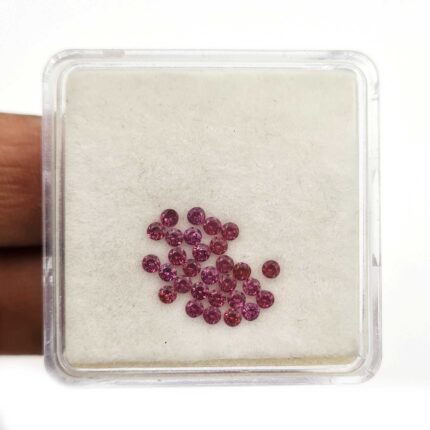 Natural Rhodolite Garnet Round Cut Loose Gemstone Lot 24 Pcs 2 MM 1.25 CT