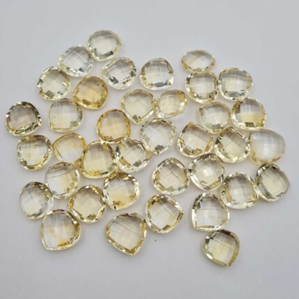 Natural Citrine Heart Briolette Cut Loose Gemstone Lot 13-15 MM 6 Pcs 50 CT