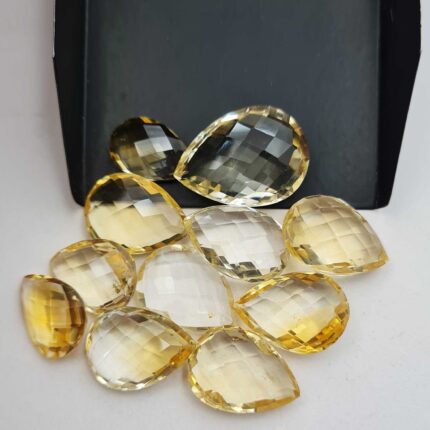 Natural Citrine Pear Checker Cut Loose Stone Lot 11 Pcs 10*15-16*22 MM 103 CT