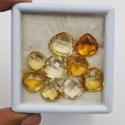 Natural Citrine Heart Briolette Cut Loose Stone Lot 9 Pcs 11-15 MM 68 CT