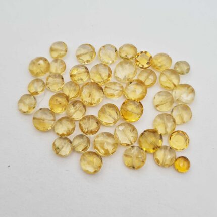 Natural Citrine Round Center Drill Cut Loose Gemstone Lot 39 Pcs 5-8 MM 50 CT