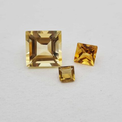 Natural Citrine Square Cut Loose Gemstone Lot 3 Pcs 5-12 MM 10 CT