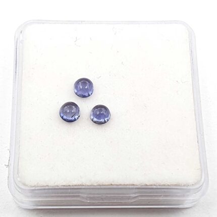 Natural Iolite Round Cabochon Loose Gemstone 3 Pcs 3.75 MM .73 CT