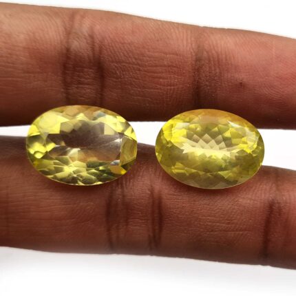Natural Lemon Quartz Oval Cut Stone Lot 2 Pcs 13x18 MM 25 CT
