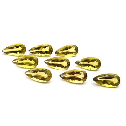 Natural Lemon Quartz Pear Cut Stone Lot 9 Pcs 7*14 MM 23 CT