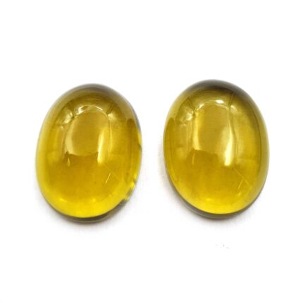 Natural Lemon Quartz Oval Cabochon Stone Lot 2 Pcs 18*23 MM 63 CT