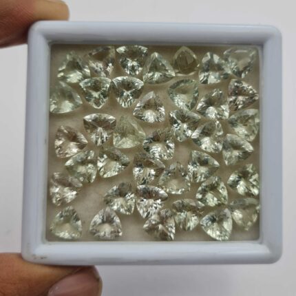 Natural Green Beryl Trillion Cut Loose Gemstone Lot 8 Pcs 8 MM 10 CT