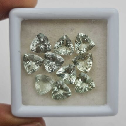 Natural Green Beryl Trillion Cut Loose Gemstone Lot 10 Pcs 8 MM 14 CT