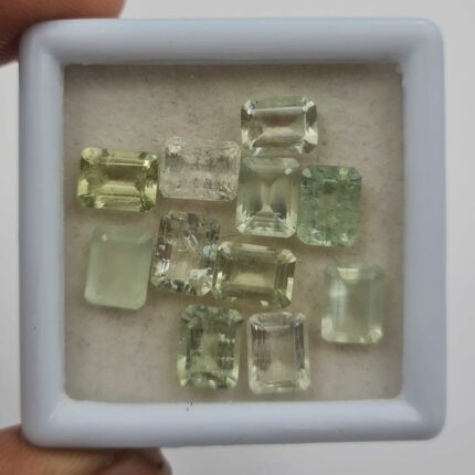 Natural Green Beryl Octagon Cut Loose Gemstone Lot 11 Pcs 6*8 MM 16 CT