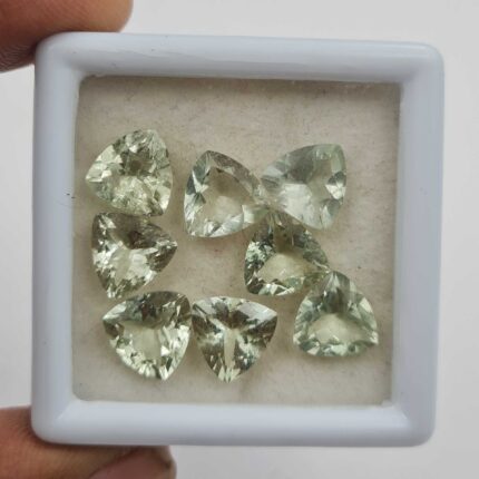 Natural Green Beryl Trillion Cut Loose Gemstone Lot 8 Pcs 9 MM 15 CT