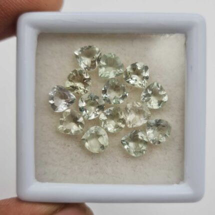 Natural Green Beryl Heart Cut Loose Gemstone Lot 14 Pcs 6 MM 8 CT