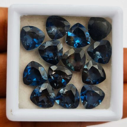 Natural London Blue Topaz Trillion Cut Loose Gemstone Lot 4 Pcs 9 MM 12 CT