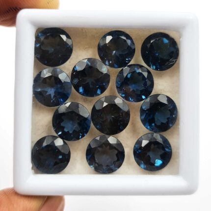Natural London Blue Topaz Round Cut Loose Gemstone Lot 4 Pcs 9 MM 13 CT
