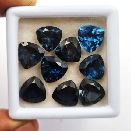 Natural London Blue Topaz Trillion Cut Loose Gemstone Lot 2 Pcs 10 MM 9 CT