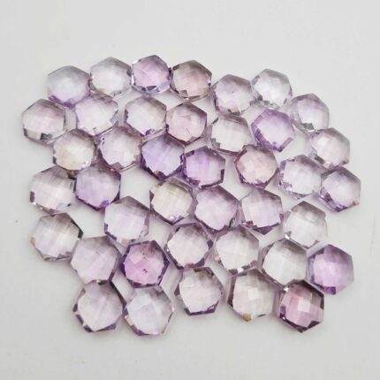 Natural Pink Amethyst Hexagon Cut Loose Gemstone Lot 24 Pcs 10 MM 102 CT
