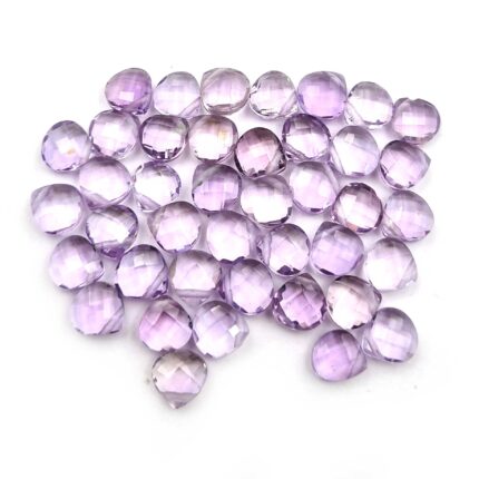 Natural Pink Amethyst Heart Briolette Cut Stone Lot 68 Pcs 7.50x8-8x8 MM 129 CT
