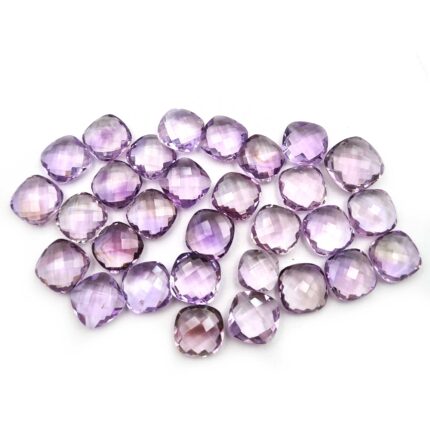 Natural Pink Amethyst Cushion Briolette Cut Stone Lot 28 Pcs 12 MM 145 CT