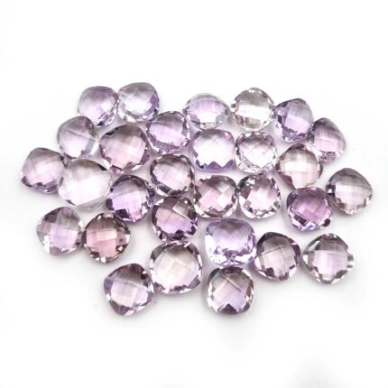 Natural Pink Amethyst Cushion Briolette Cut Stone Lot 28 Pcs 9-10 MM 77 CT