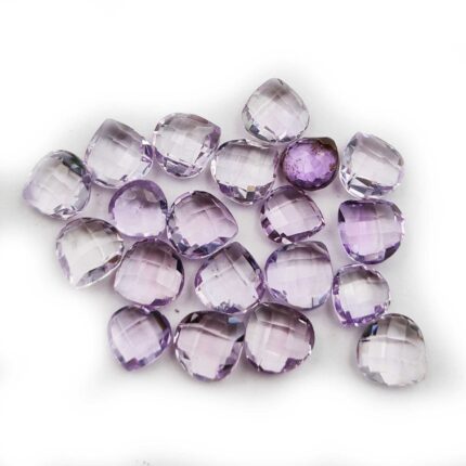 Natural Pink Amethyst Heart Briolette Cut Stone Lot 20 Pcs 7-8 MM 31 CT