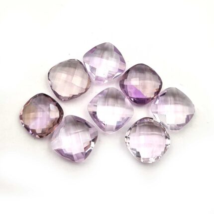 Natural Pink Amethyst Cushion Briolette Cut Stone Lot 8 Pcs 12 MM 42 CT