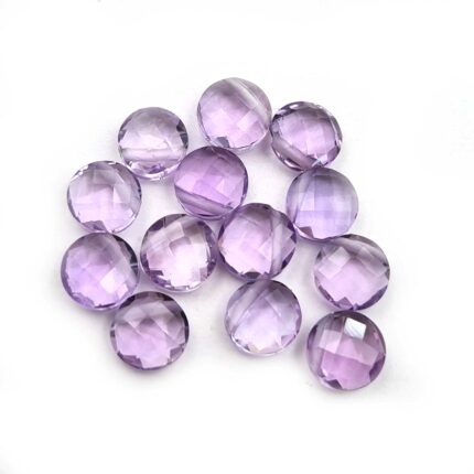 Natural Pink Amethyst Round Cross Briolette Cut Stone Lot 13 Pcs 8 MM 26 CT