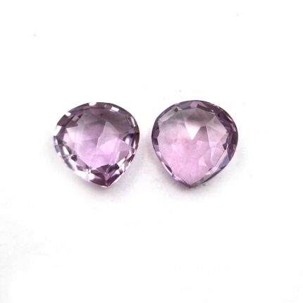 Natural Pink Amethyst Heart Briolette Cut Loose Stone Lot 2 Pcs 12 MM 11 CT