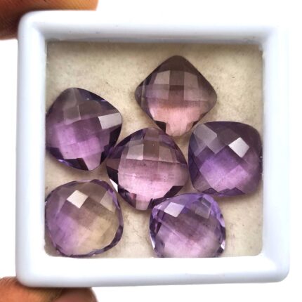 Natural Brazilian Amethyst Cushion Briolette Cut Stone Lot 5 Pcs 12 MM 26 CT