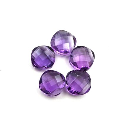 Natural Brazilian Amethyst Cushion Briolette Cut Stone Lot 5 Pcs 8 MM 11 CT