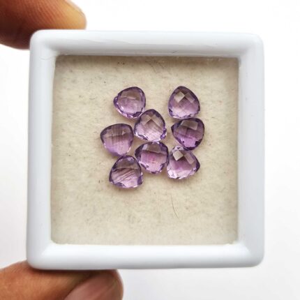 Natural Brazilian Amethyst Trillion Briolette Cut Stone Lot 8 Pcs 6 MM 5 CT