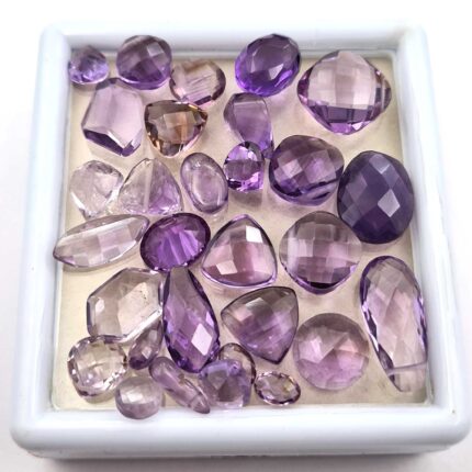 Natural Brazilian Amethyst Mix Cut Stone Lot 25 Pcs 4-14 MM 50 CT