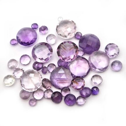 Natural Brazilian Amethyst Round Mix Cut Stone Lot 104 Pcs 4-12 MM 103 CT