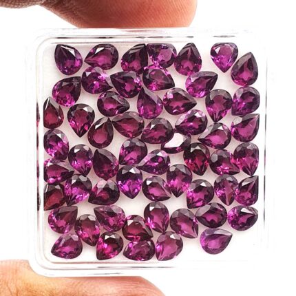 Natural Rhodolite Garnet Pear Faceted Loose Gemstone Lot 29 Pcs 4x5 MM 10 CT