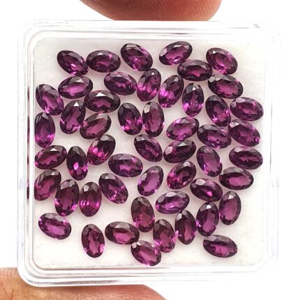 Natural Rhodolite Garnet Oval Faceted Loose Gemstone Lot 36 Pcs 3x5 MM 10 CT