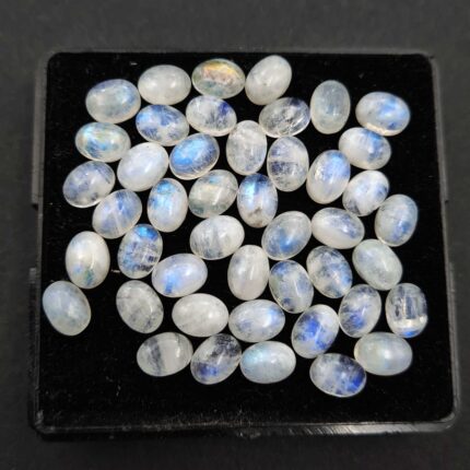 Natural Rainbow Moonstone Oval Cabochon Loose Gemstone Lot 69 Pcs 6x8 MM 100 CT