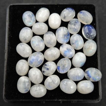 Natural Rainbow Moonstone Oval Cabs Loose Stone Lot 42 Pcs 8x10 MM 120 CT