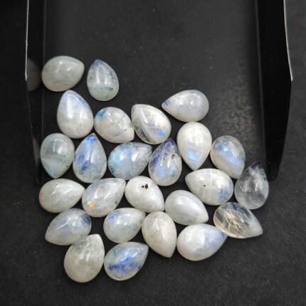 Natural Rainbow Moonstone Pear Cabs Loose Stone Lot 25Pcs 7.50x10.50-8x12MM 78CT