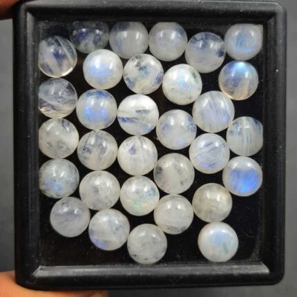 Natural Rainbow Moonstone Round Cabs Loose Stone Lot 31 Pcs 9 MM 94 CT