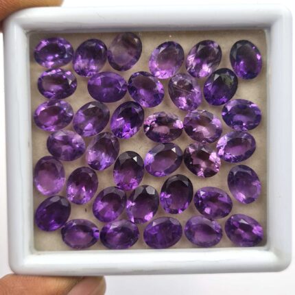 Natural African Amethyst Oval Cut Loose Gemstone Lot 7x9 MM 100 CT 61 Pcs