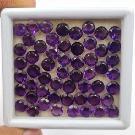 Natural African Amethyst Round Cut Loose Gemstone Lot 6.5 MM 100 CT 96 Pcs