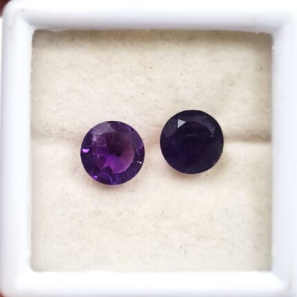 Natural African Amethyst Round Cut Loose Stone Lot 9 MM 4.80 CT 2 Pcs