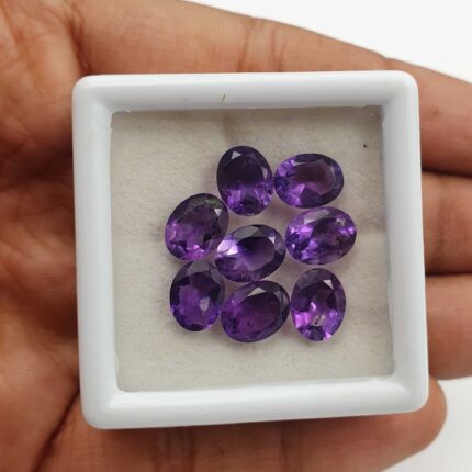 Natural African Amethyst Oval Cut Loose Stone Lot 7x9 MM 13.8 CT 8 Pcs