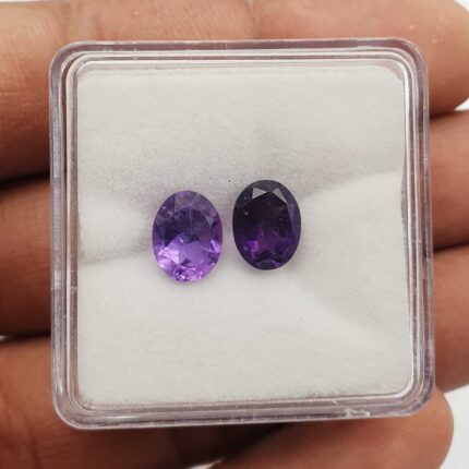 Natural African Amethyst Oval Cut Loose Stone Lot 7x9 MM 3.25 CT 2 Pcs