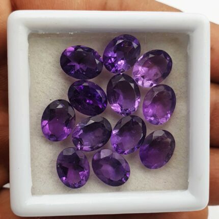 Natural African Amethyst Oval Cut Loose Stone Lot 7x9 MM 20.5 CT 12 Pcs