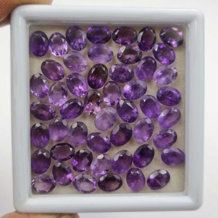 Natural African Amethyst Oval Cut Loose Stone Lot 6x8 MM 80 CT 74 Pcs