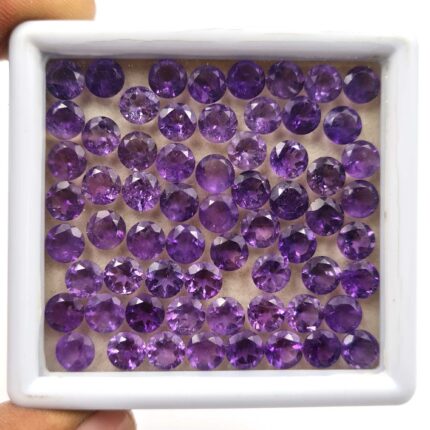Natural African Amethyst Round Cut Loose Stone Lot 6 MM 80 CT 104 Pcs