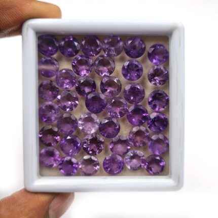 Natural African Amethyst Round Cut Loose Stone Lot 8 MM 80 CT 47 Pcs