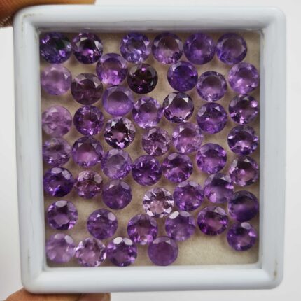 Natural African Amethyst Round Cut Loose Stone Lot 7 MM 80 CT 72 Pcs