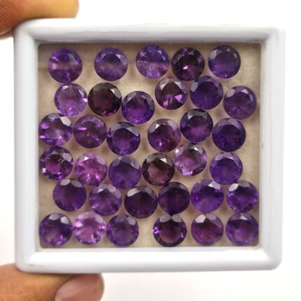Natural African Amethyst Round Cut Loose Stone Lot 8 MM 80 CT 48 Pcs