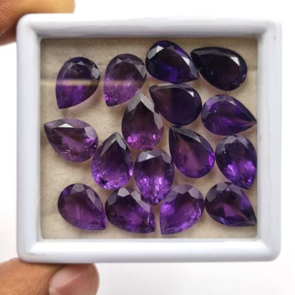 Natural African Amethyst Pear Cut Loose Stone Lot 10x14 MM 79 CT 17 Pcs