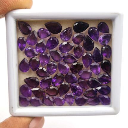 Natural African Amethyst Pear Cut Loose Stone Lot 5x8-6x8 MM 80 CT 78 Pcs